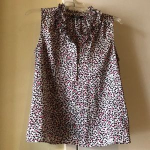 Nine West Ruffle-Neck Sleeveless Blouse Size L